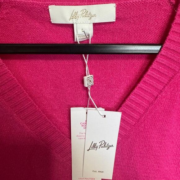 Lilly Pulitzer NWT Kaycee Sweater V Neck Pullover Raglan Sleeve Pink Size Large - Picture 12 of 15